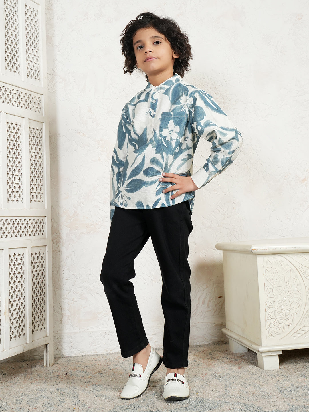 Abstract Print Short Boys Kurta