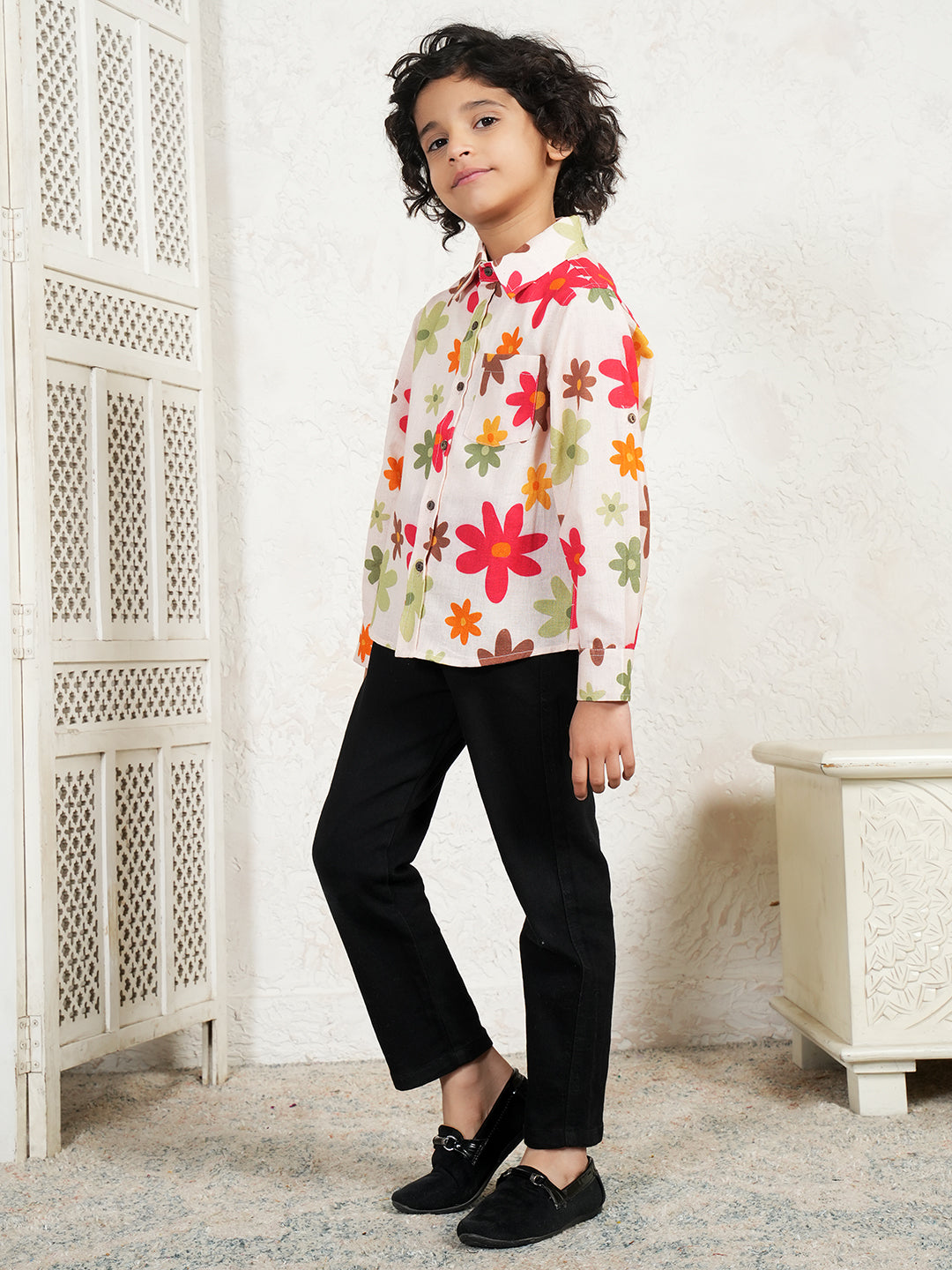 Multi Color Floral Boys Shirt