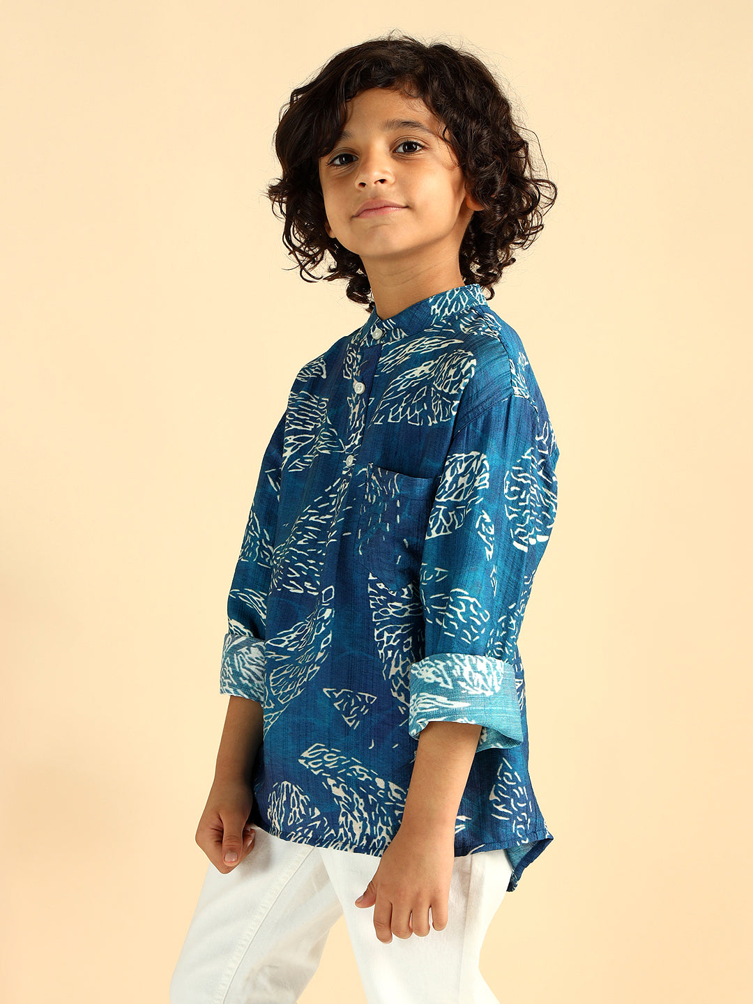 Abstract Print Short Kurta For Boys