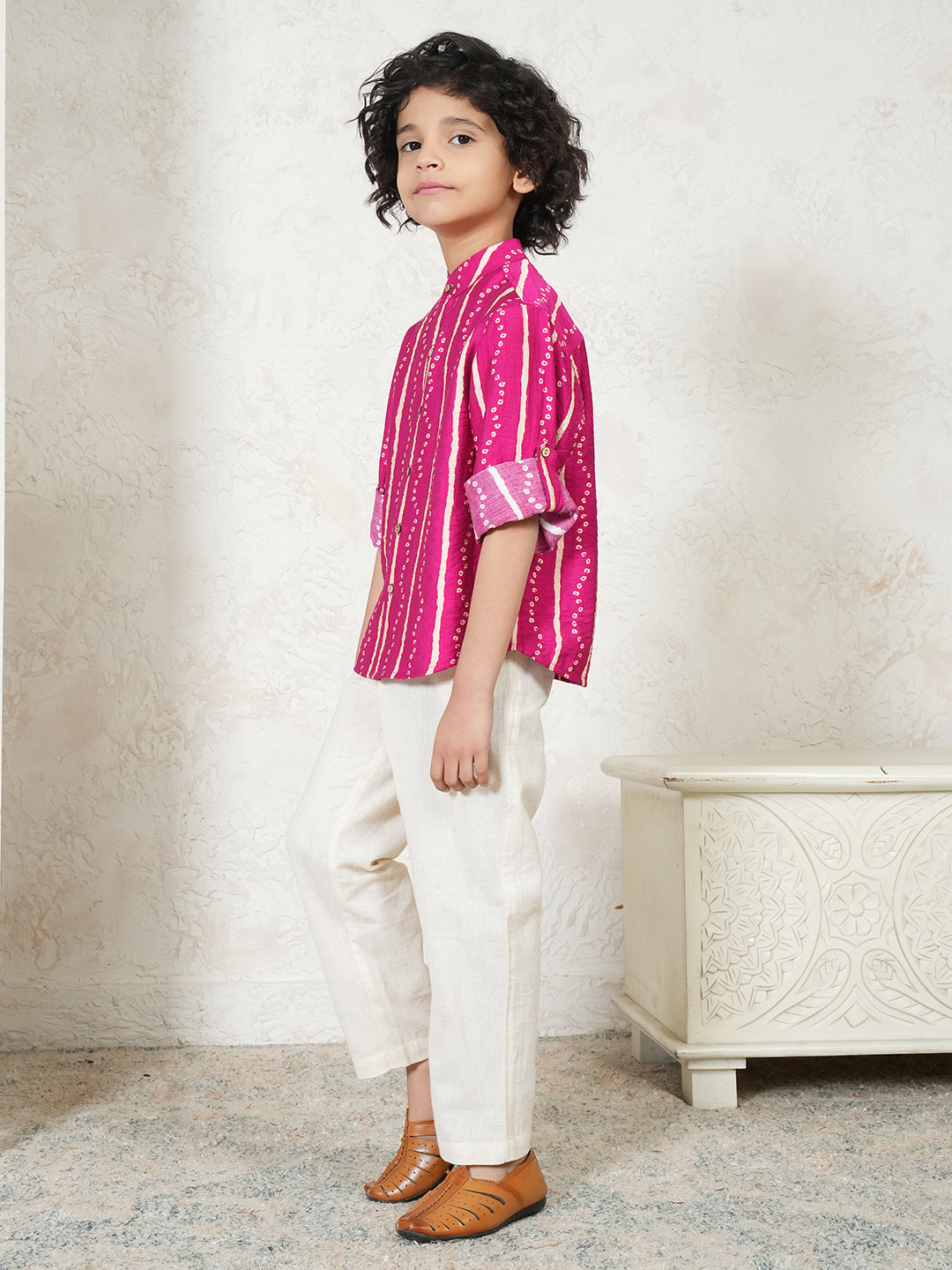 Bandhani Print Shirt For Boys