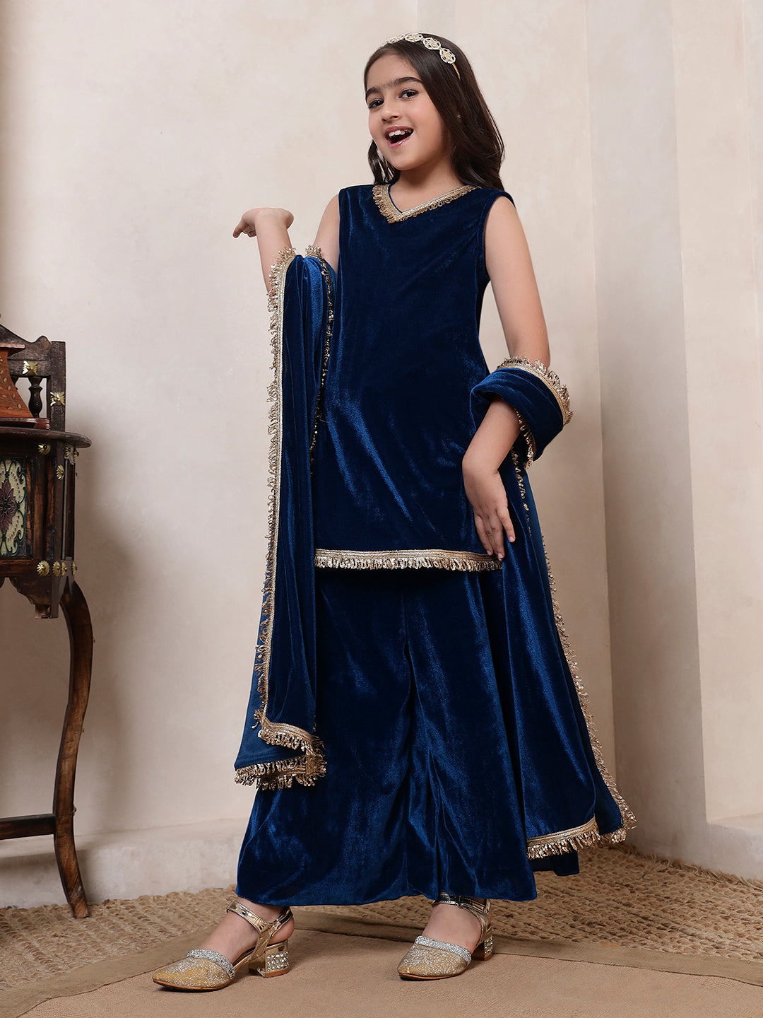 Velvet Teal Blue 3 Piece Co-ord Set