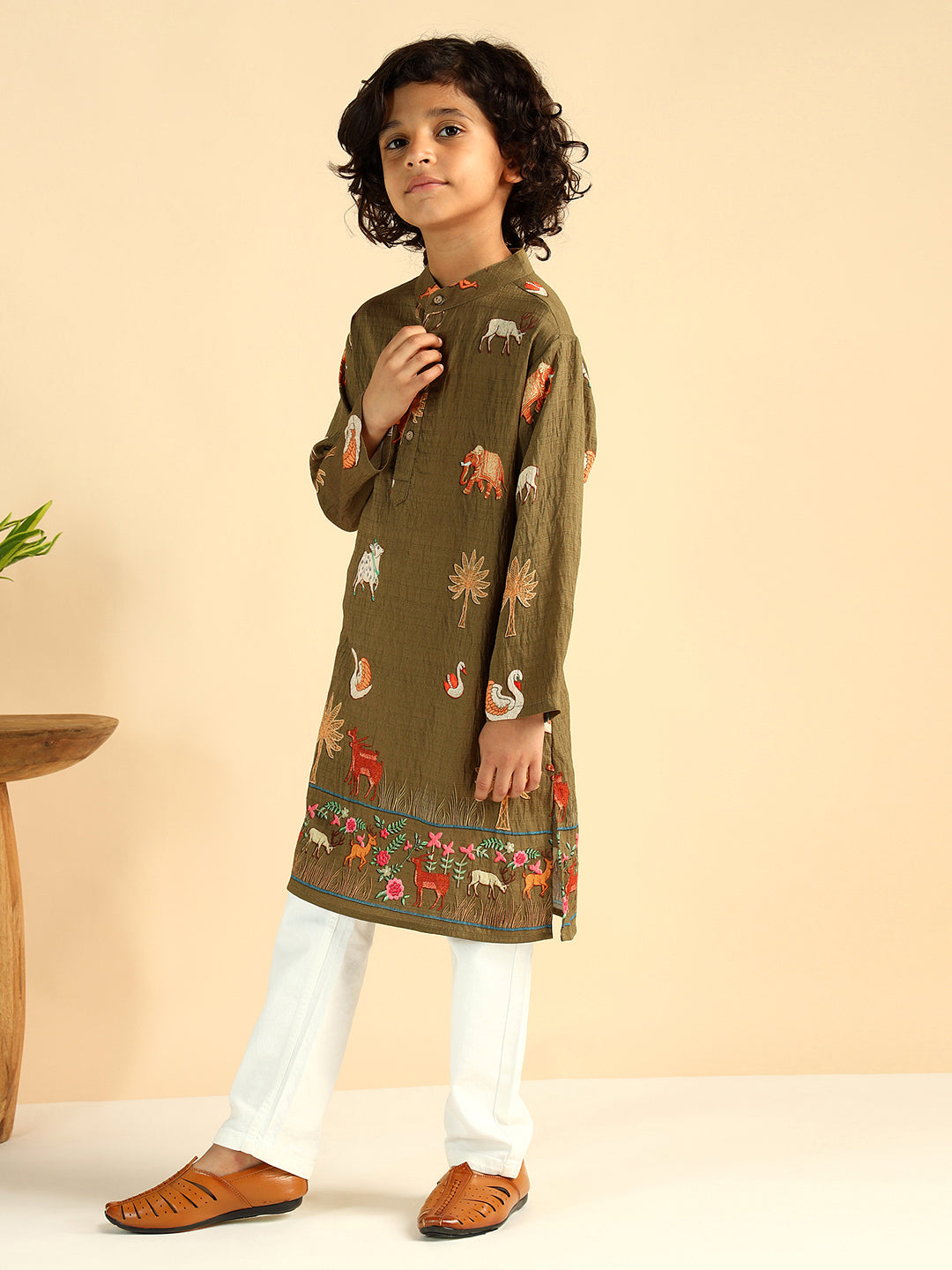 Animal Print Kurta For Boys