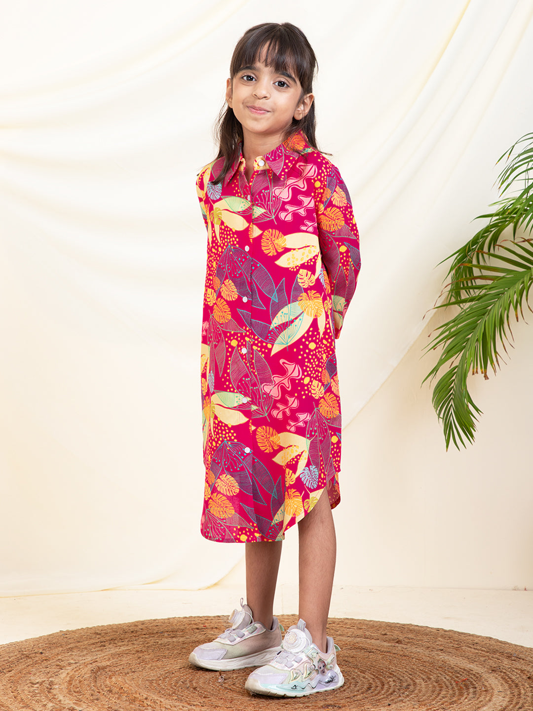 Tropical Print Shirt Dress