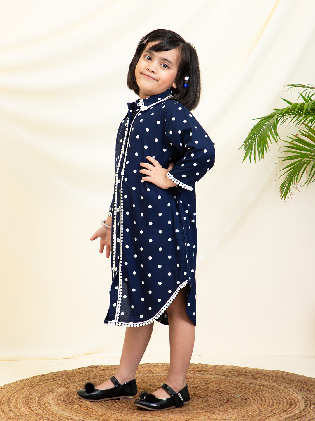 Polka Dots Printed Shirt Dress