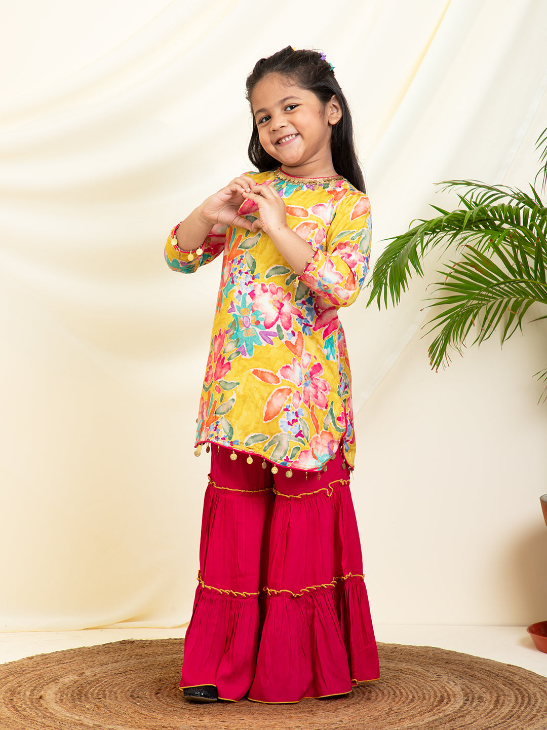 Floral Printed Kurta & Sharara Set
