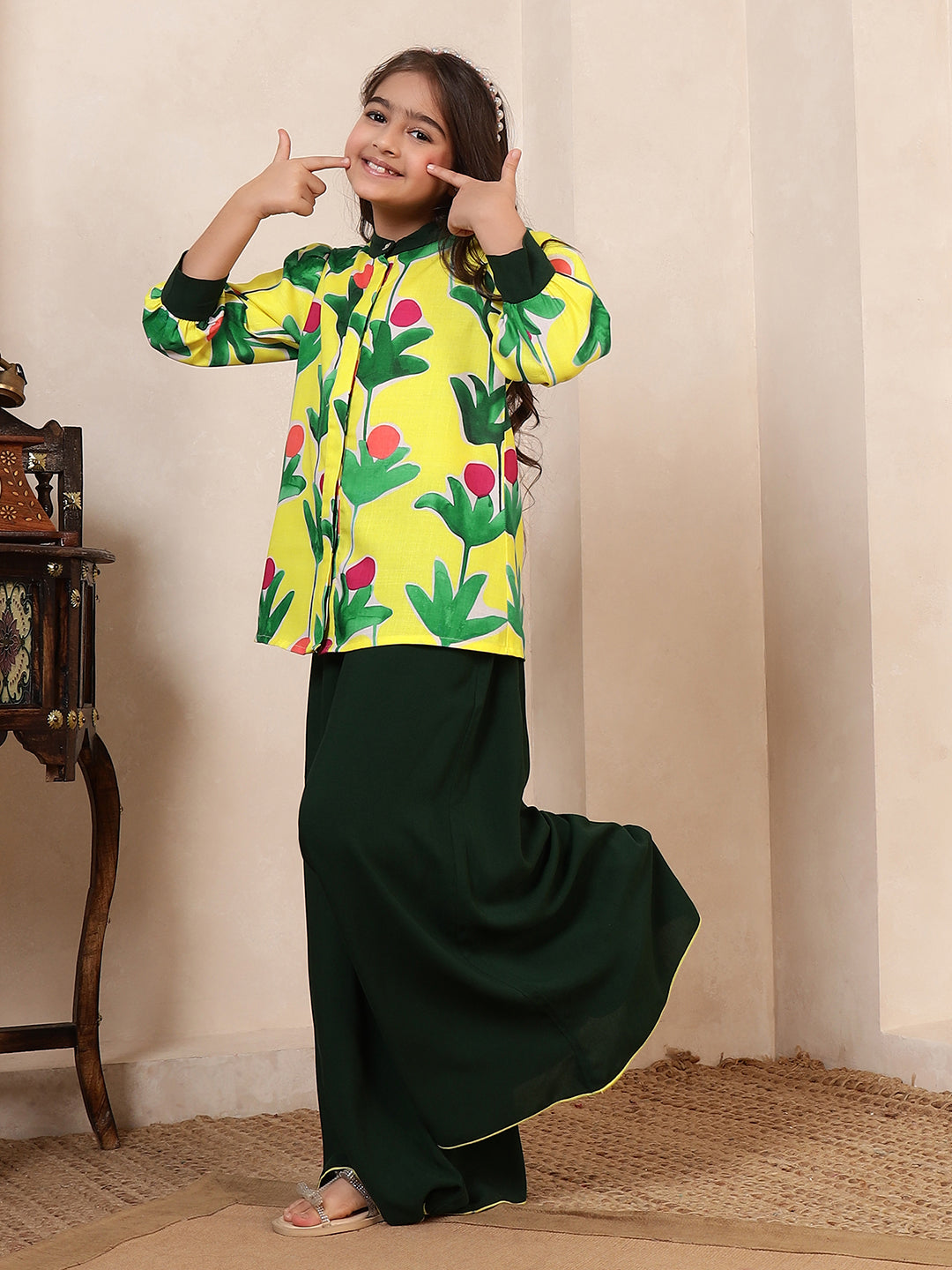 Floral Motif Short Kurta With Palazzo