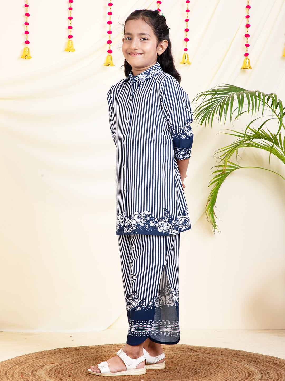 Striped Shirt With Slit Pants