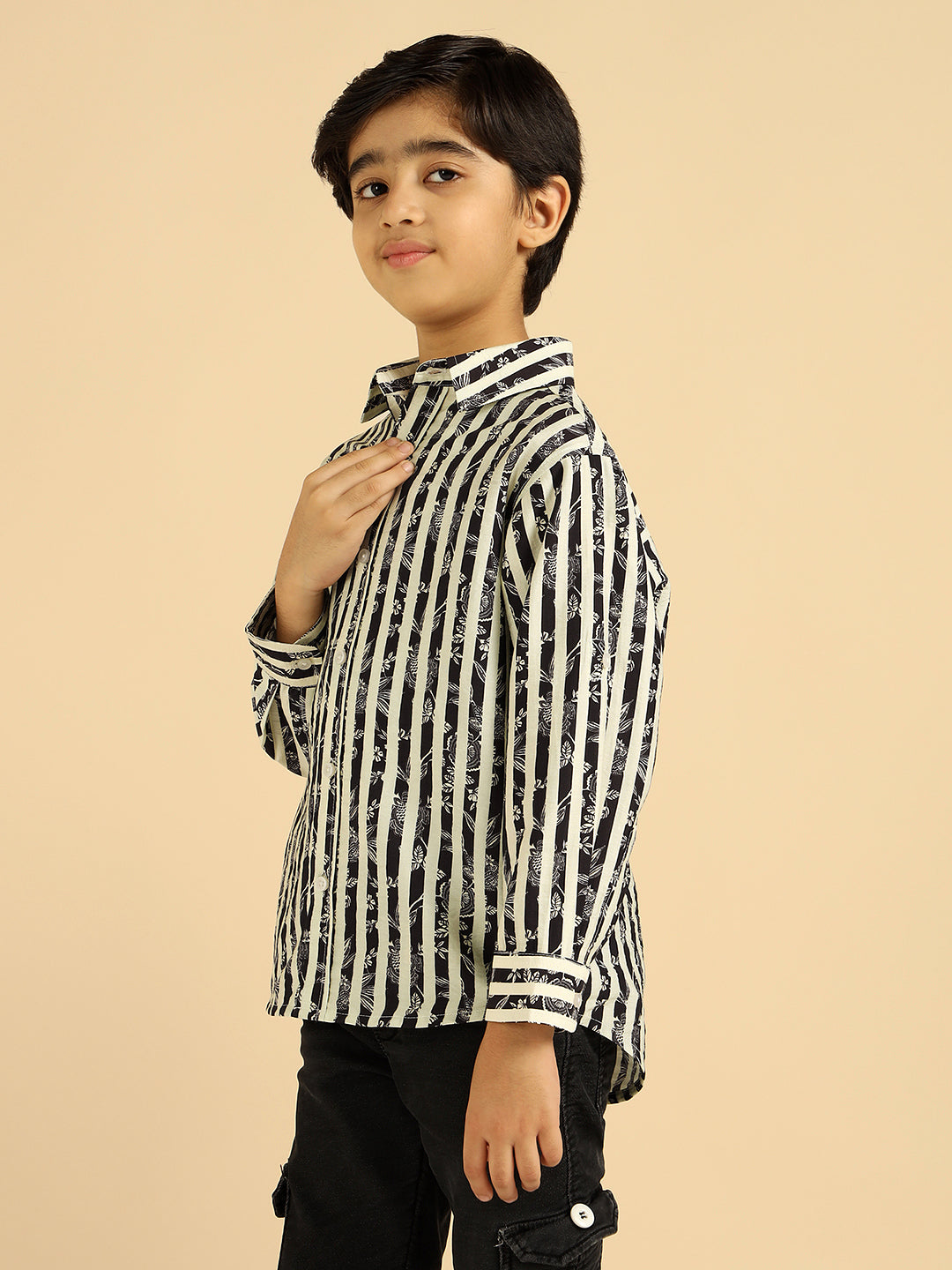 Black Striped Boys Shirt