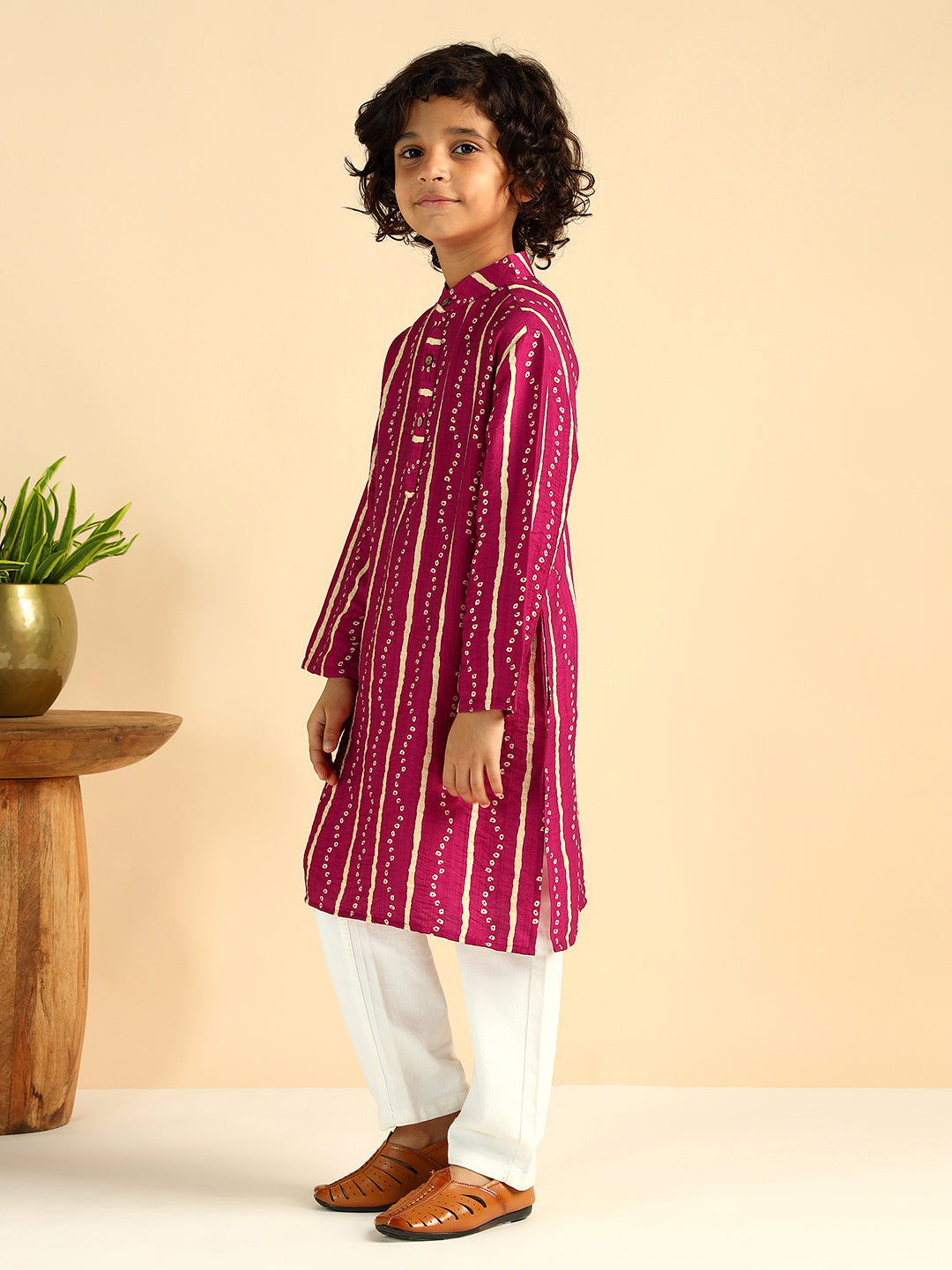 Bhandhani Print Knee Length Kurta For Boys