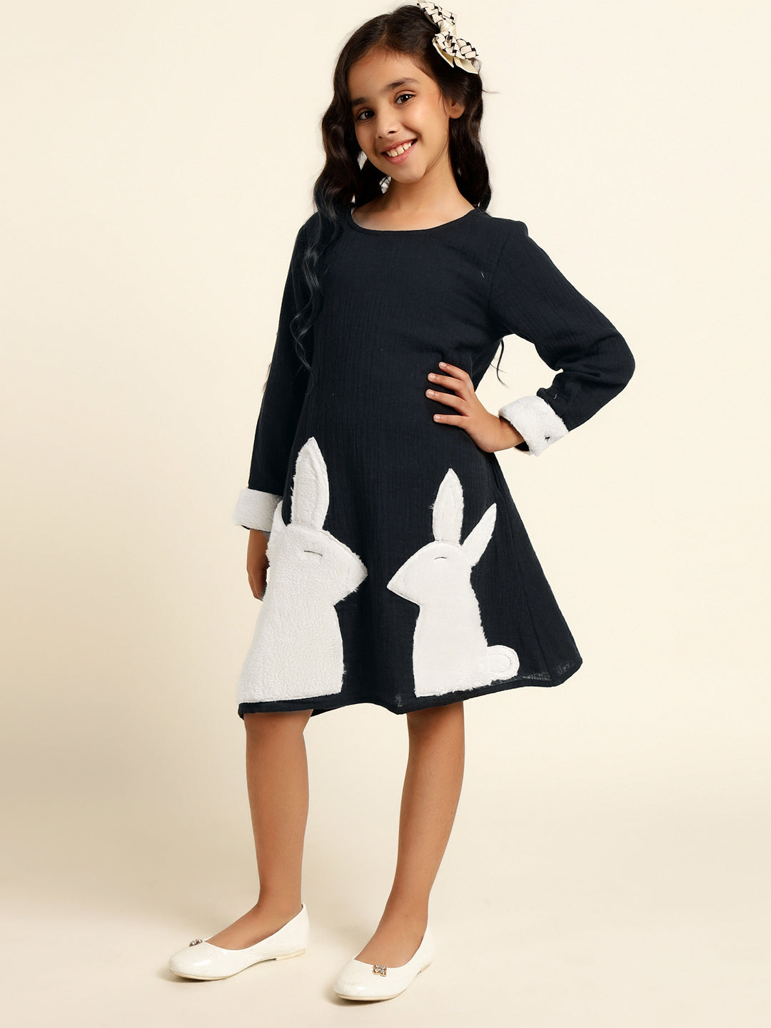 Pure Cotton Round Neck A-Line Girl Dress