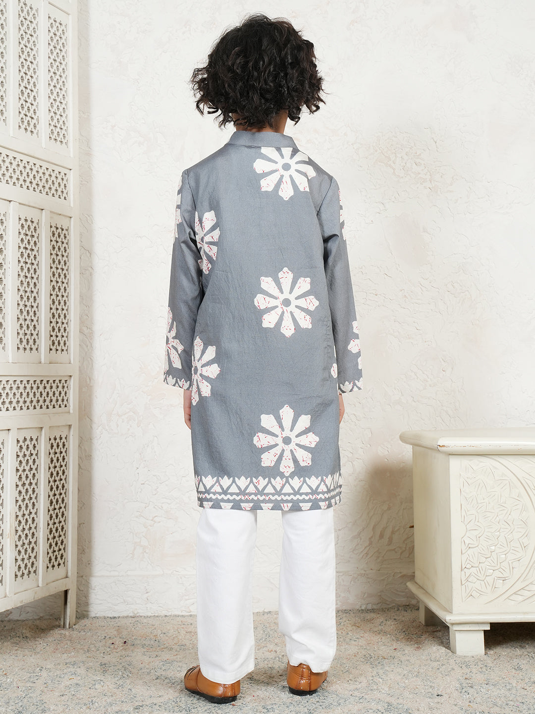Floral Motif Boys Kurta
