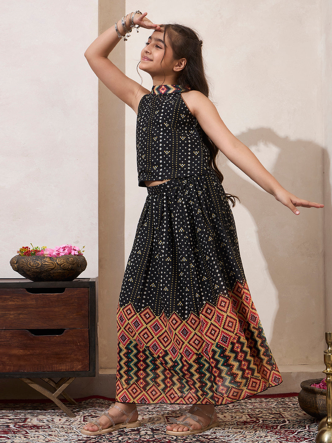 Halter Neck Top With Flared Skirt