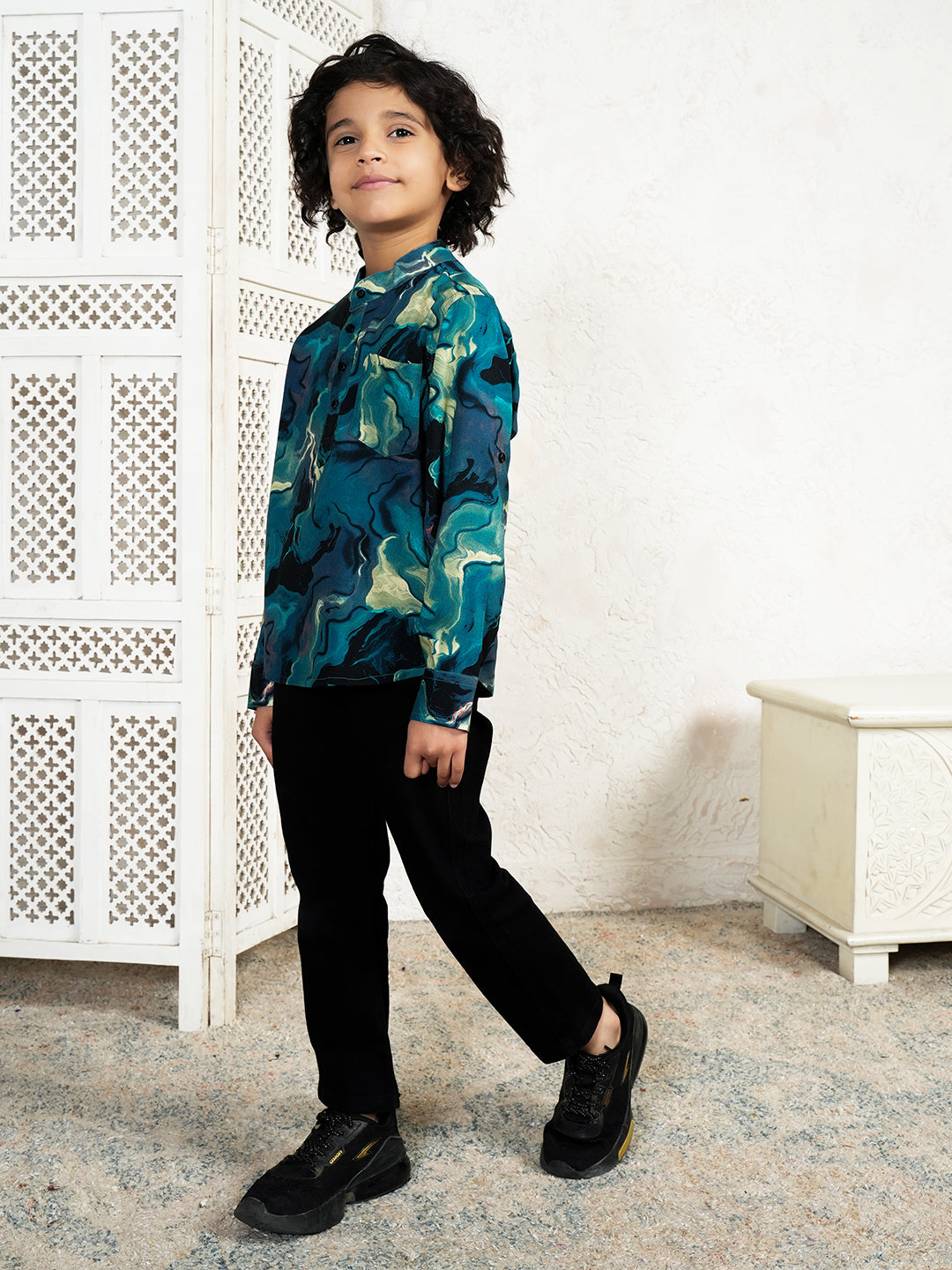 Abstract Print Kurta For Boys