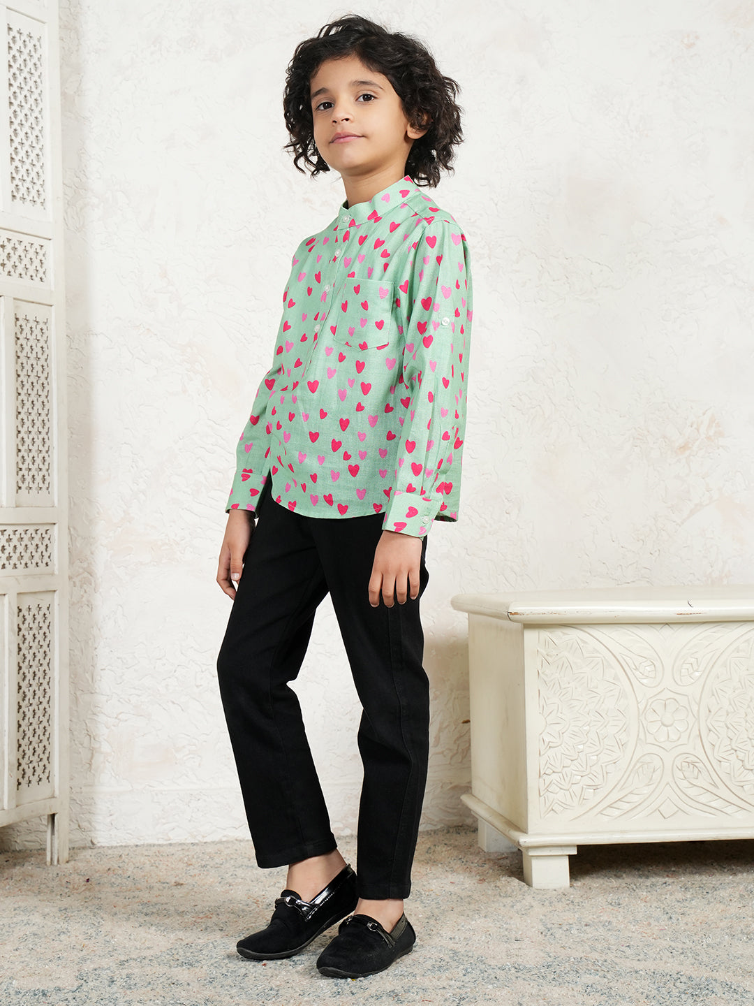 Heart Print Kurta For Boys