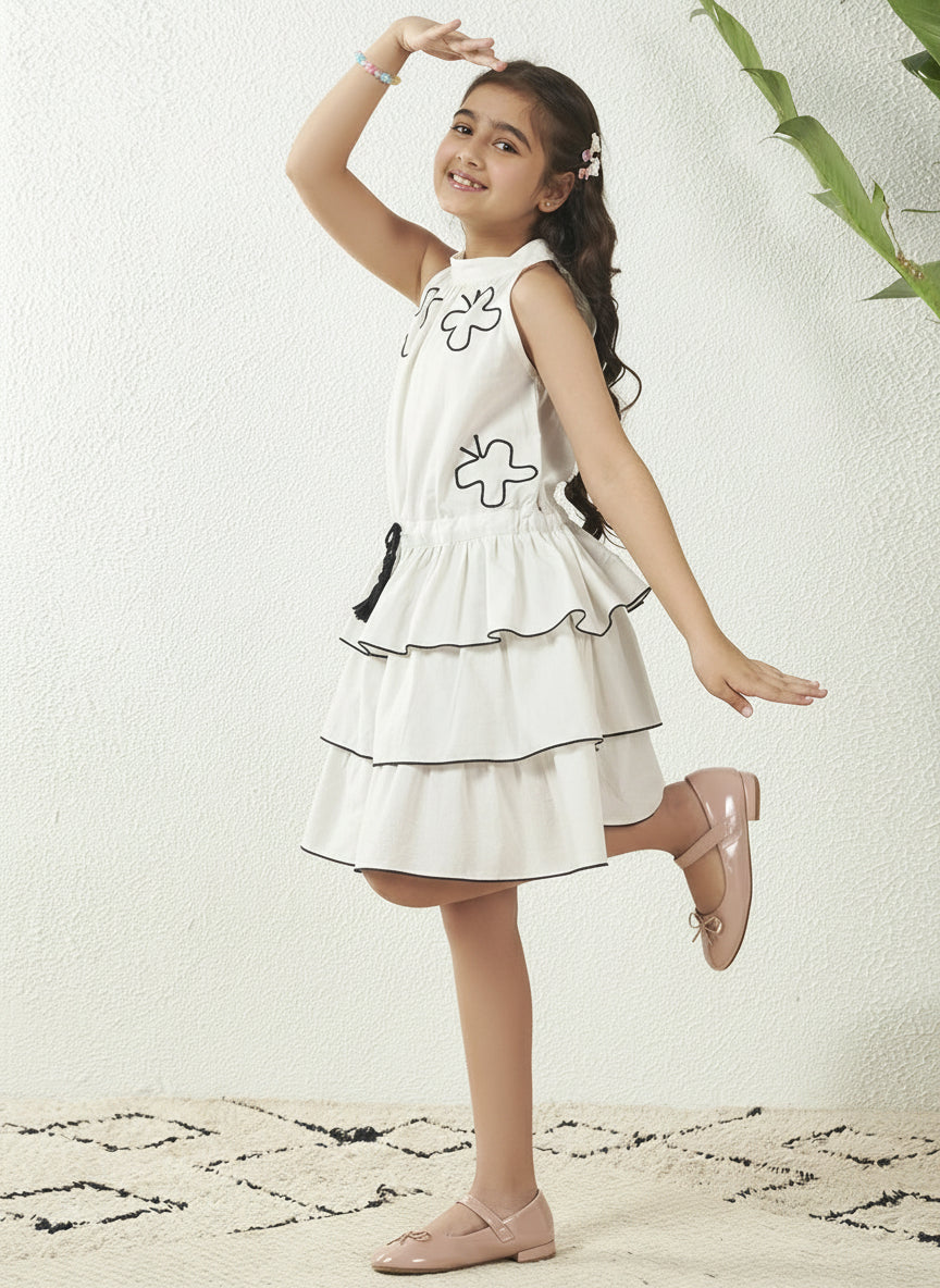 Butterfly Charm Slate Blue Tiered Dress