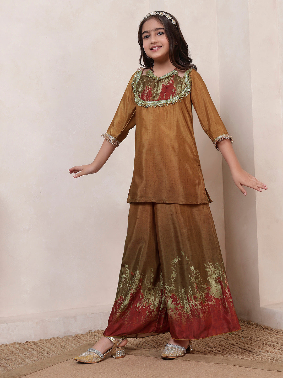Mustard Kurta With Palazzo Set