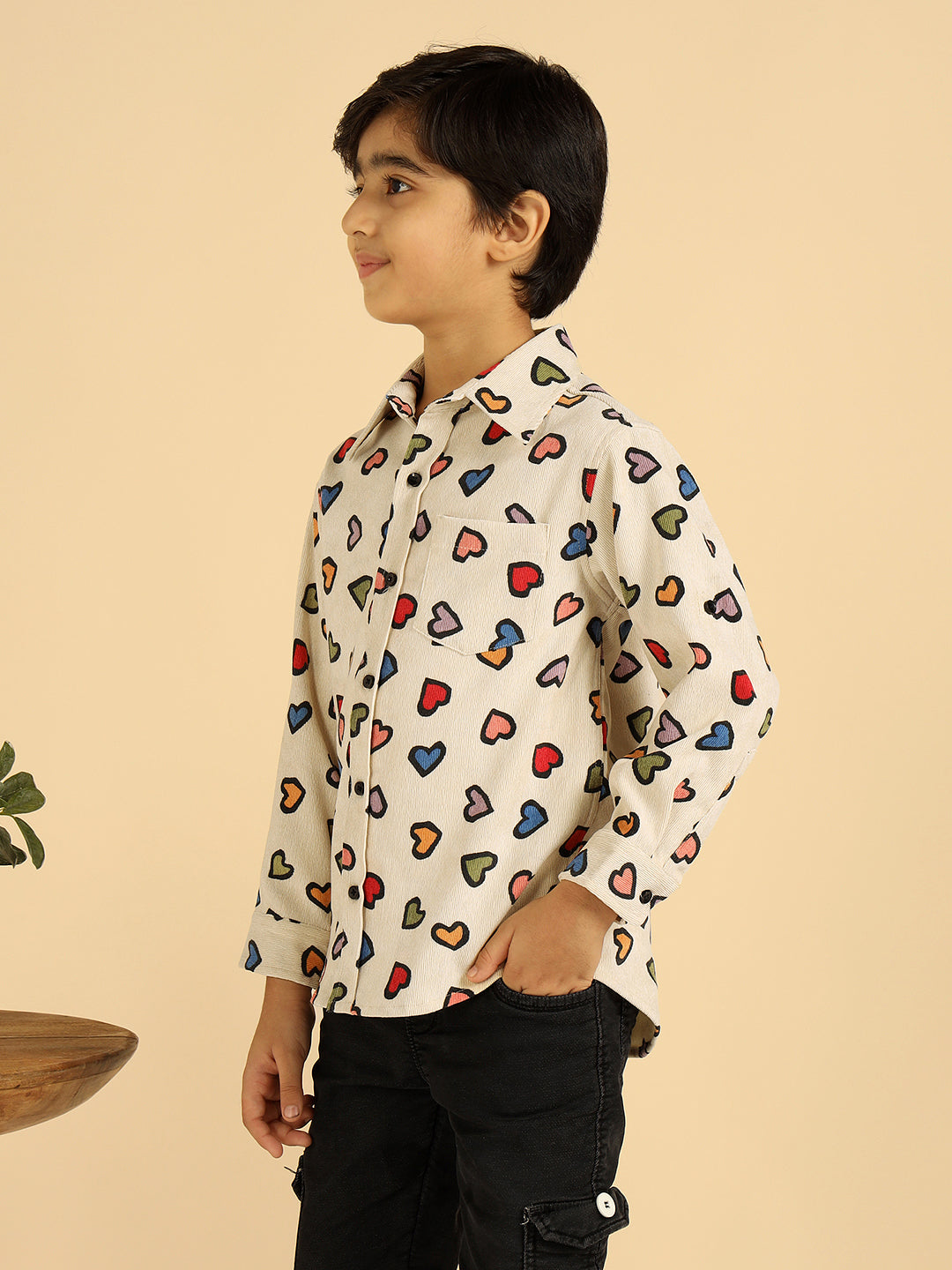 Multi Color Heart Printed Boys Shirt