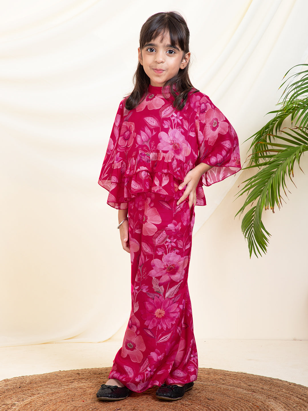 Floral Print Top With Straight Pants