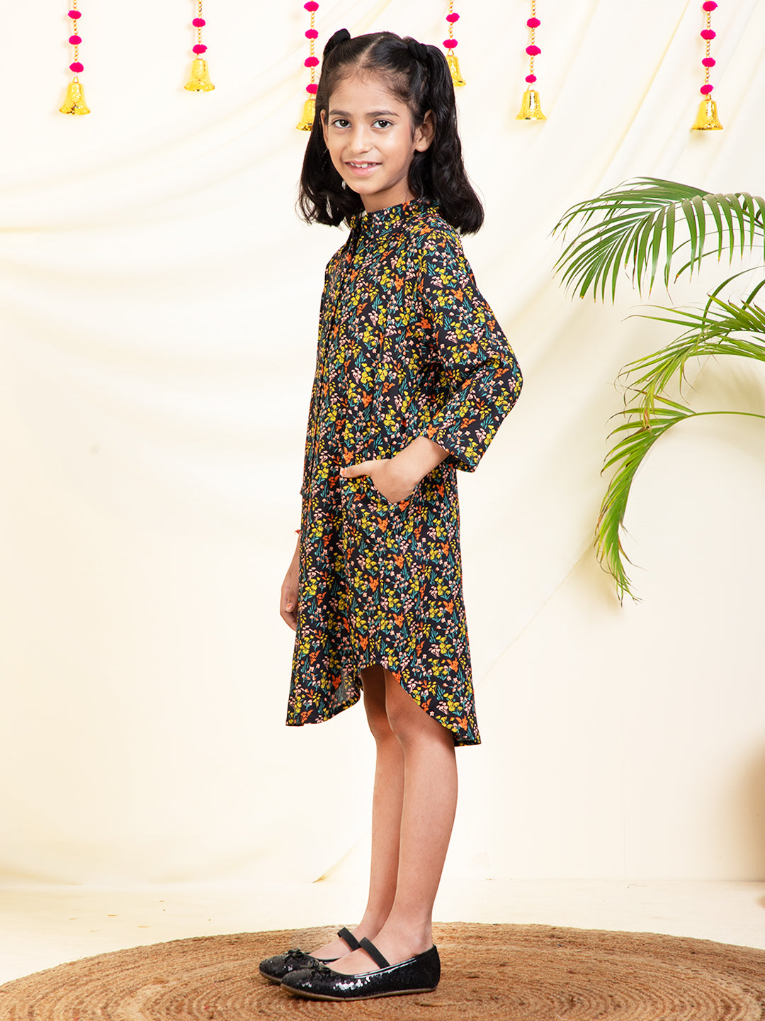 Floral Printed Girls Shirt Dress