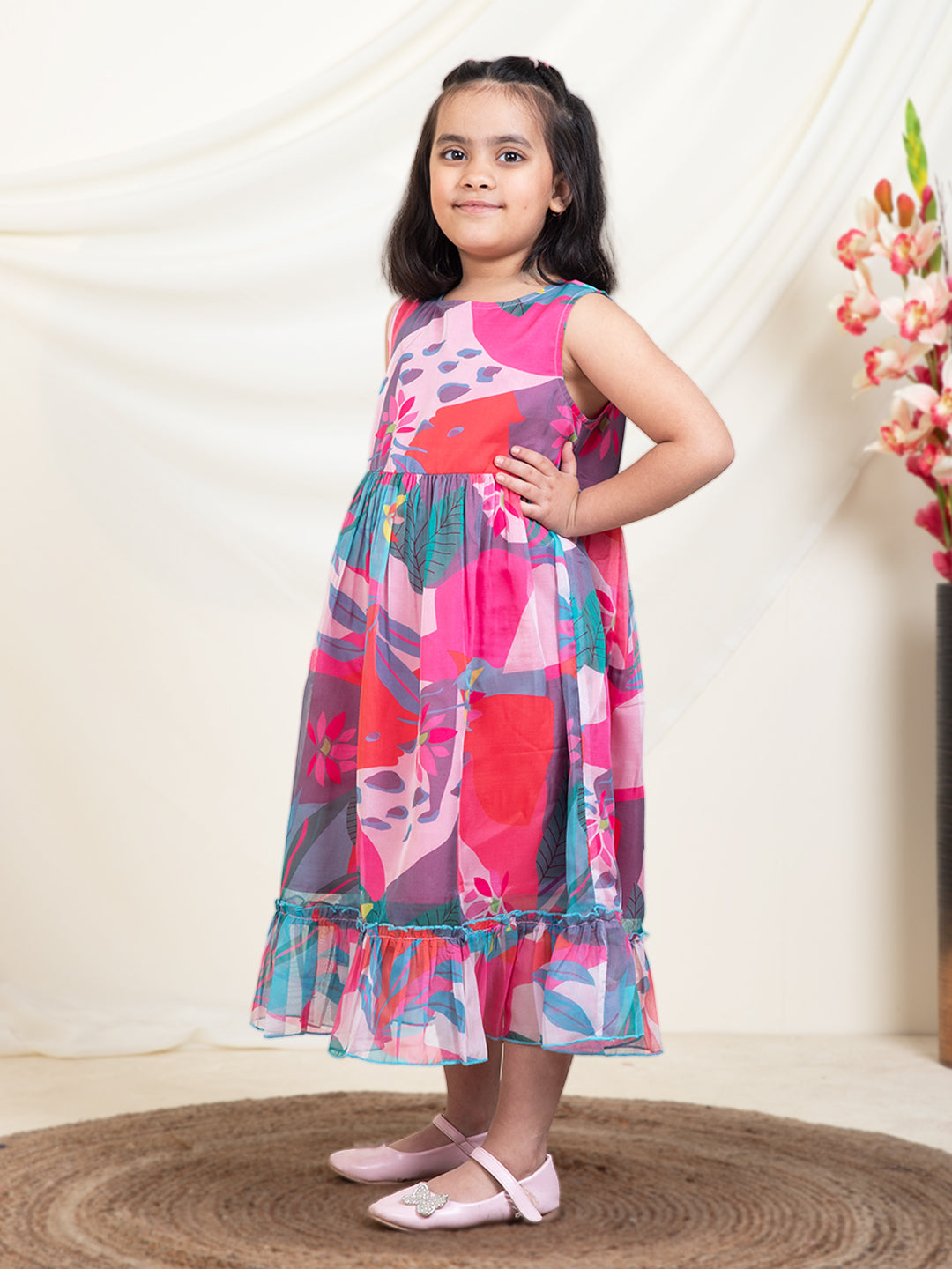 Abstract Print Tiered Dress