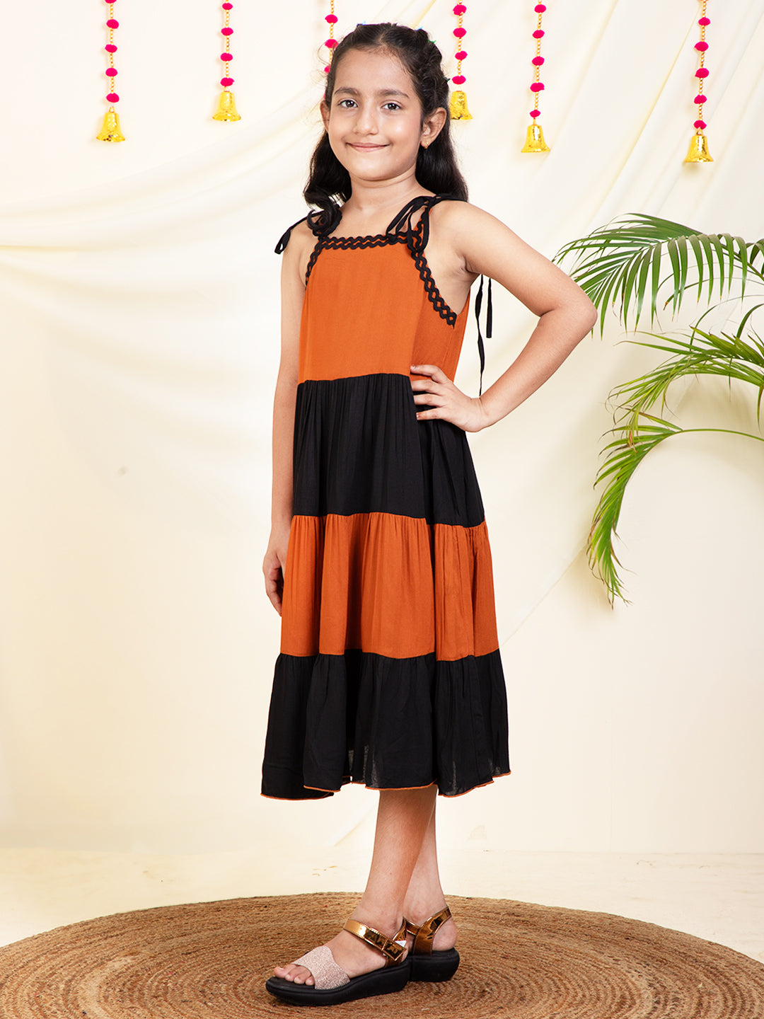 Color Block Tiered Girls Dress