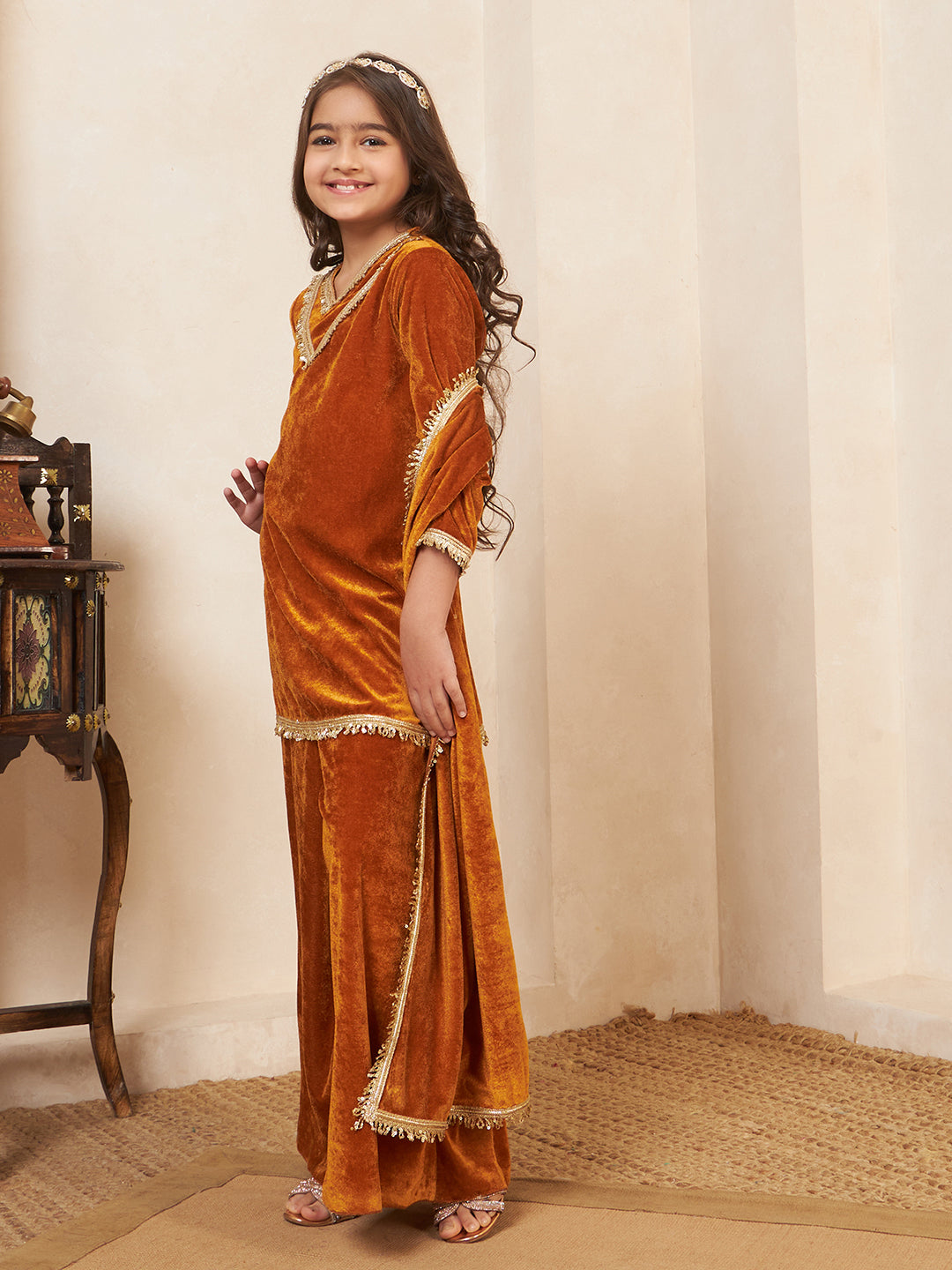 Velvet Mustard 3 Pieces Co-Ord Set