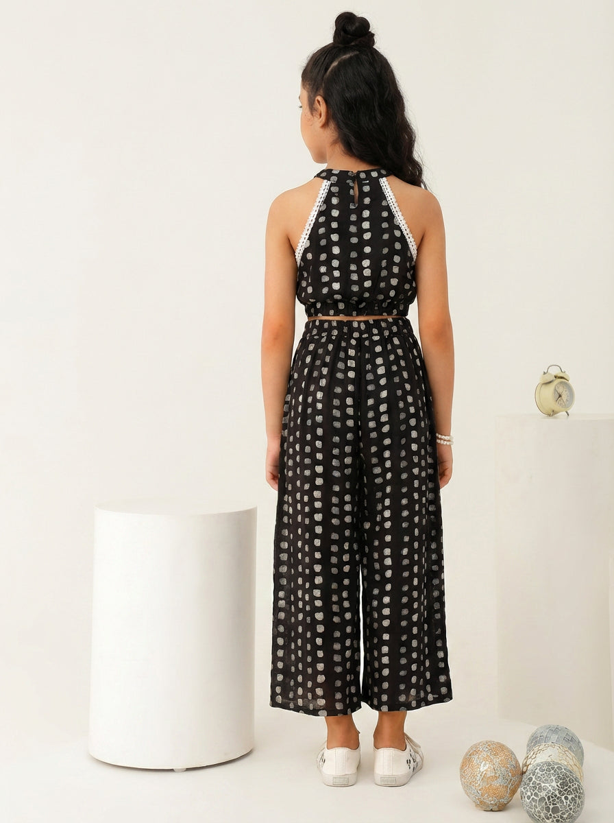Polka Dots Halter Neck Top With Pants