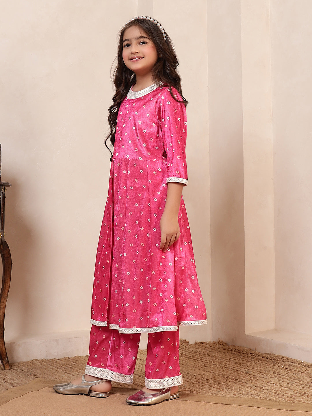 Pink Velvet Kurta Set