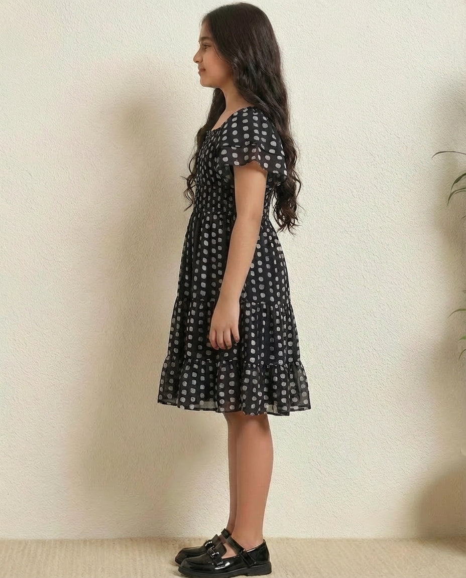 Black Tiered Dress For Kids