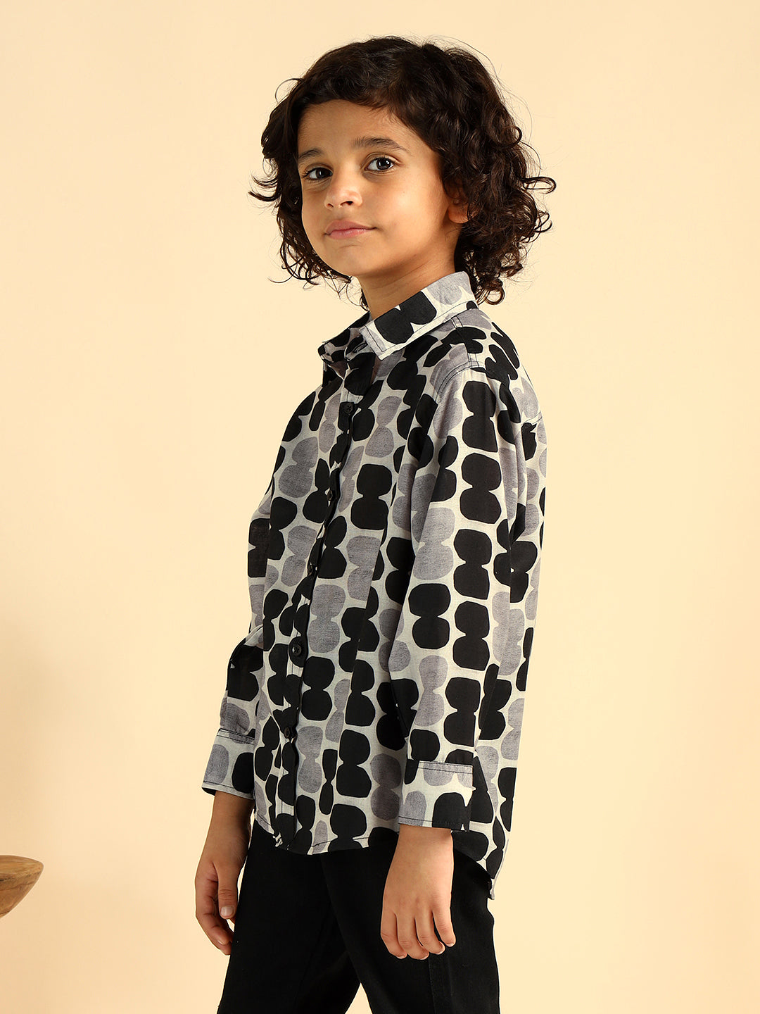 Polka Print Pure Cotton Shirt For Boys