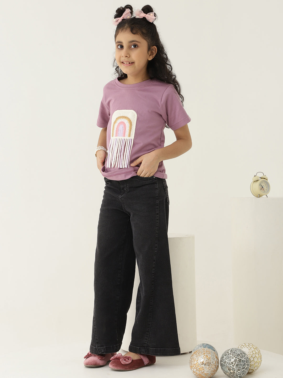 Pure Cotton Knit Rainbow Patch T-Shirt