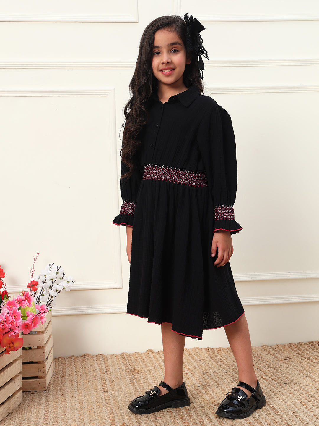 Shirt Style Smocking tiered Dress