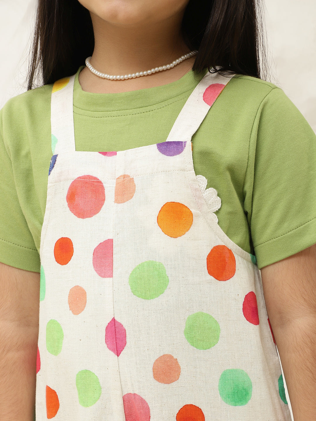 Multicolor Pure Cotton Polka Dots Jumpsuit (T-shirt not included)
