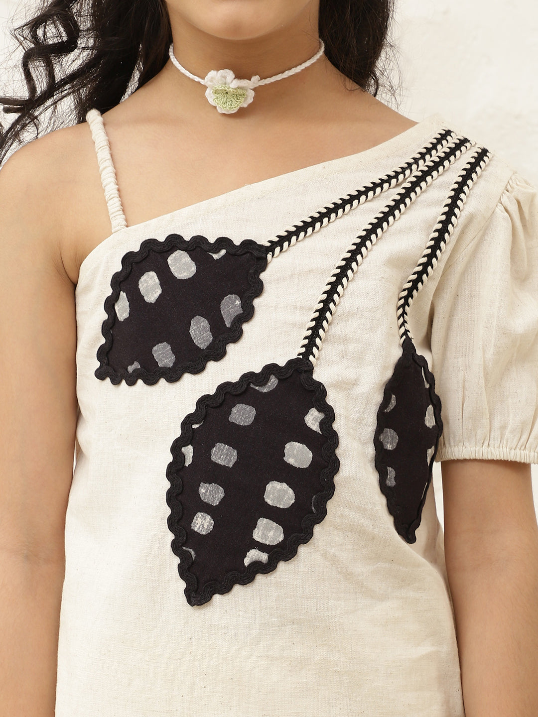 Leaf Patch Work Asymmetric Pure Cotton Co-Ord Set