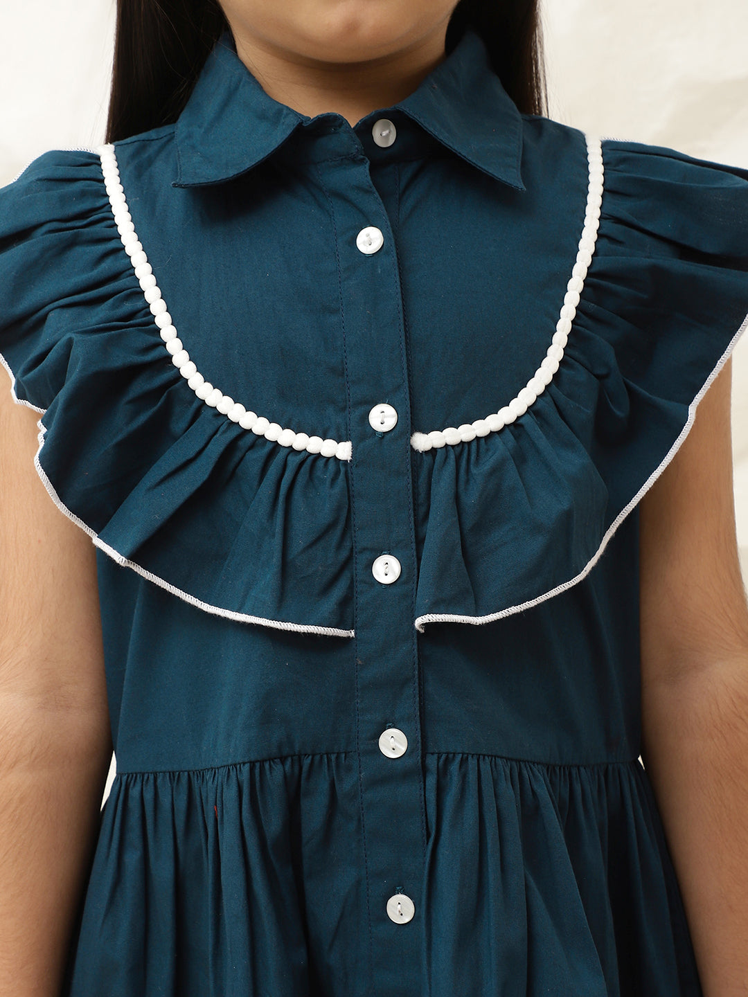 Pure Cotton Frill Yoke Shirt Dress