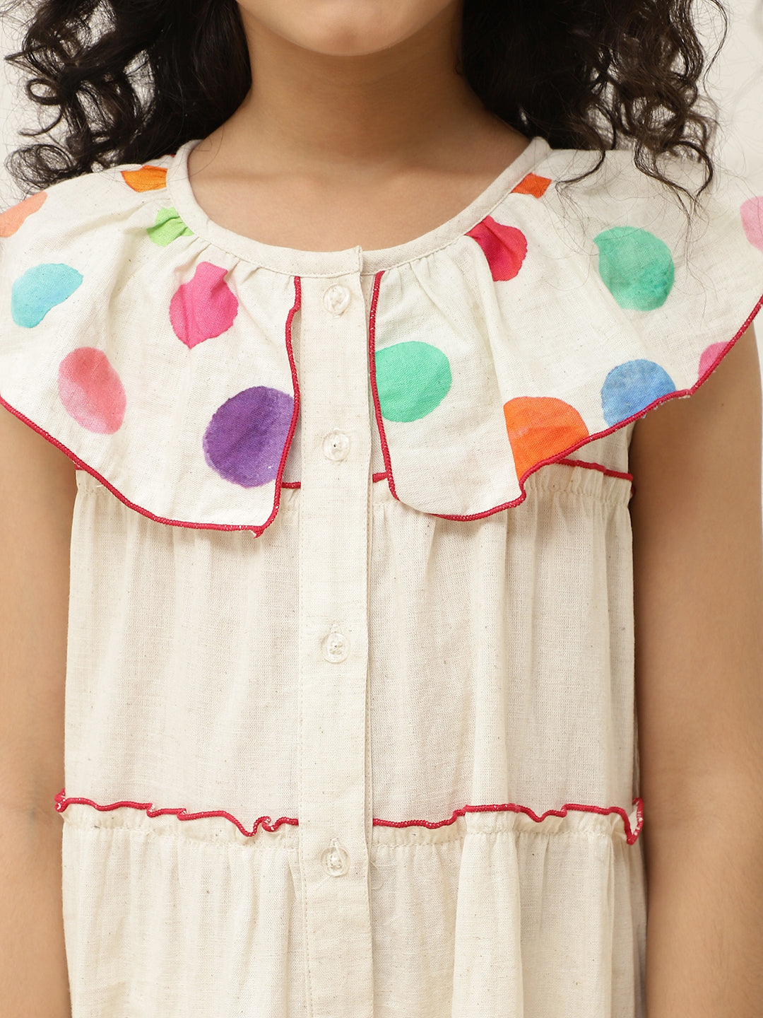 Polka Dots Tiered Pure Cotton Shirt Dress