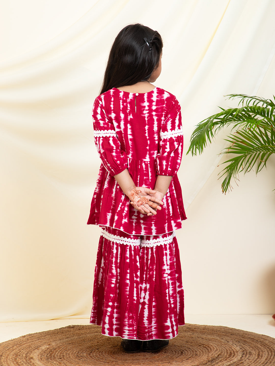 Tie Dye Rayon Peplum Top & Sharara Set