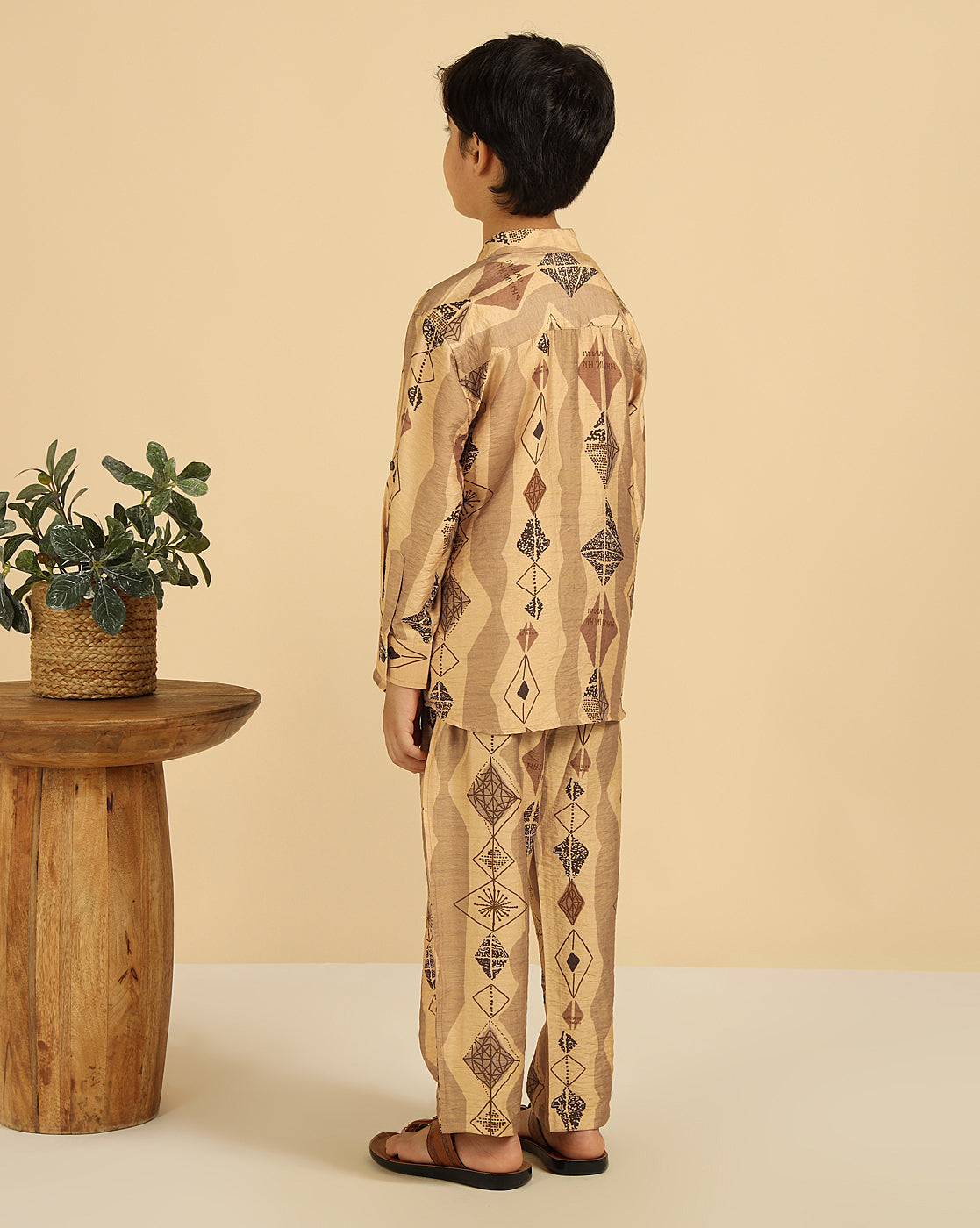 Geometric Printed Kurta With Pant Boys Co-Ord Set