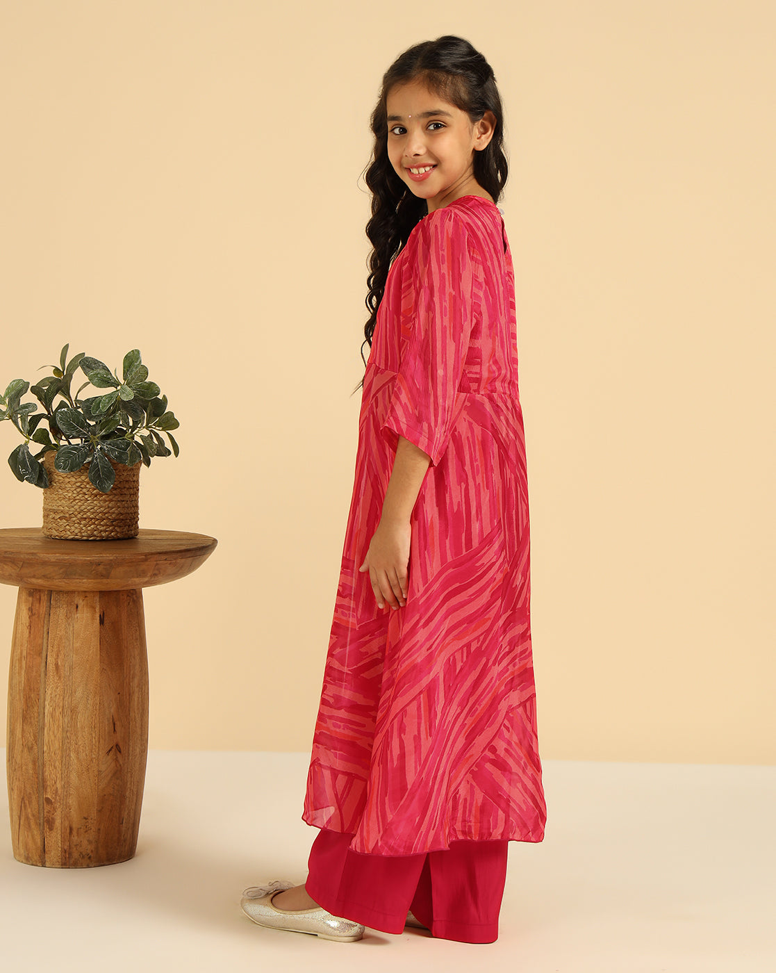 Abstract Printed Top & Pant Girls Co-Ord Set