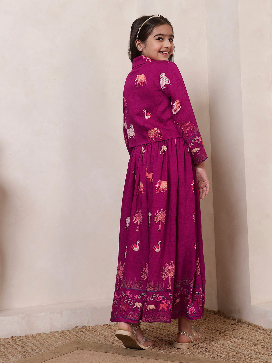 Short Blazer With Skirt Girls Co-ord Set