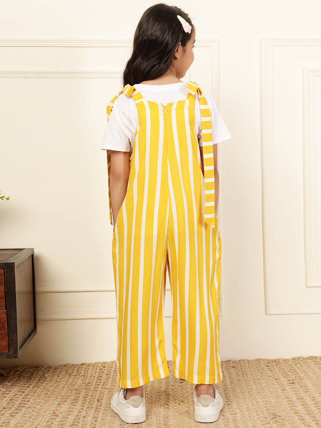 Knot Style Lemon Yellow Stripe Jumpsuit (T-shirt not included)