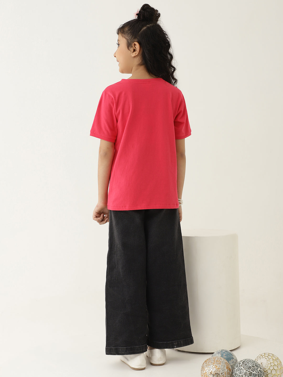 Pure Cotton Knit Flower Embroidered T-Shirt