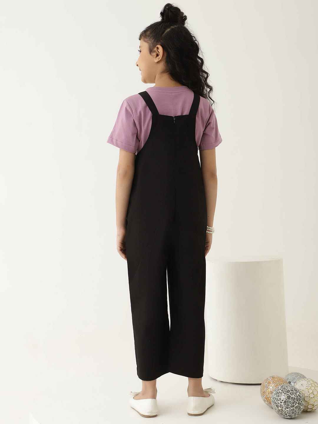 Black Pure Cotton Jumpsuit With Butterfly Motif (T-shirt not included)
