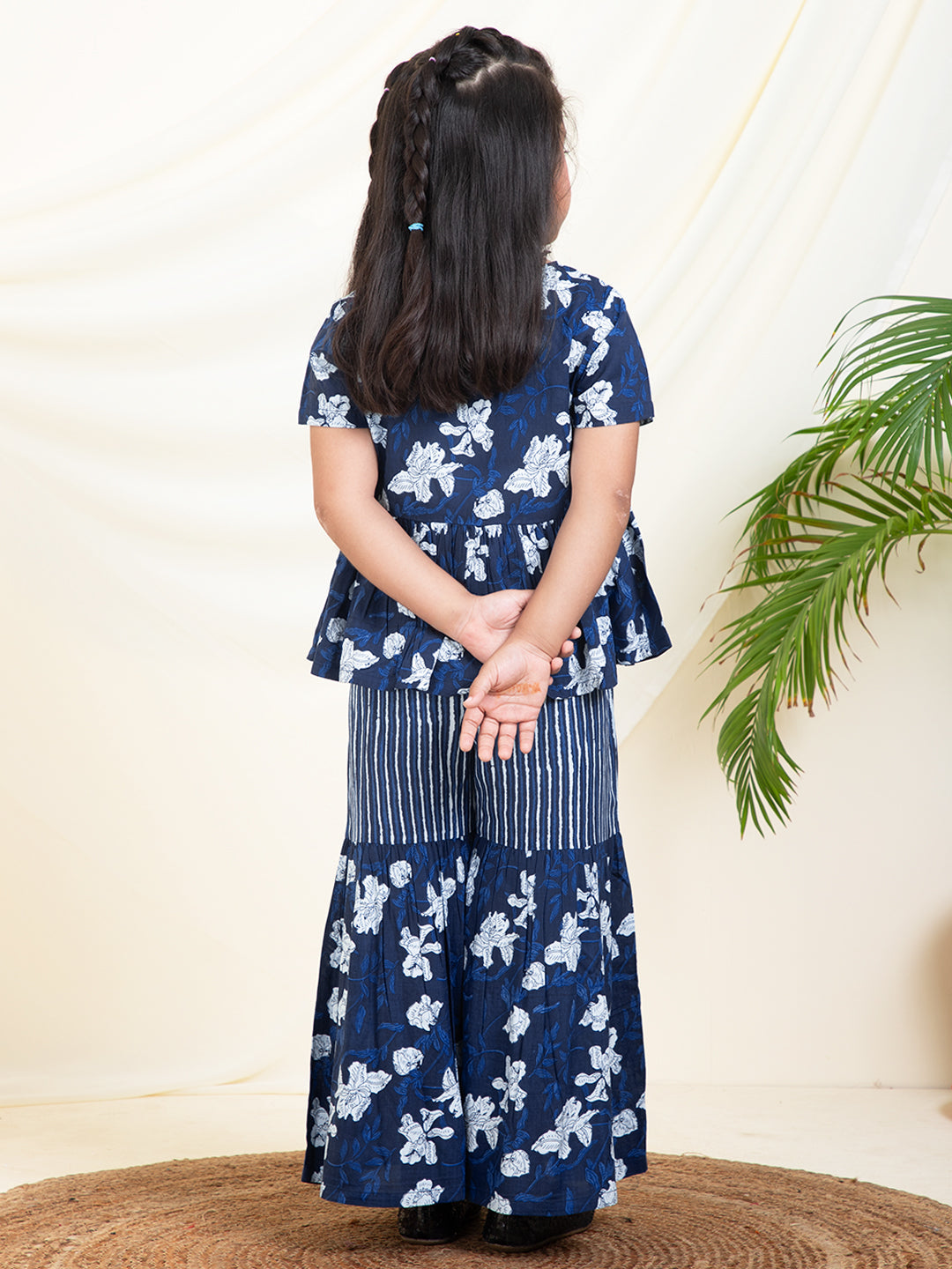 Floral Printed Peplum Top With Sharara