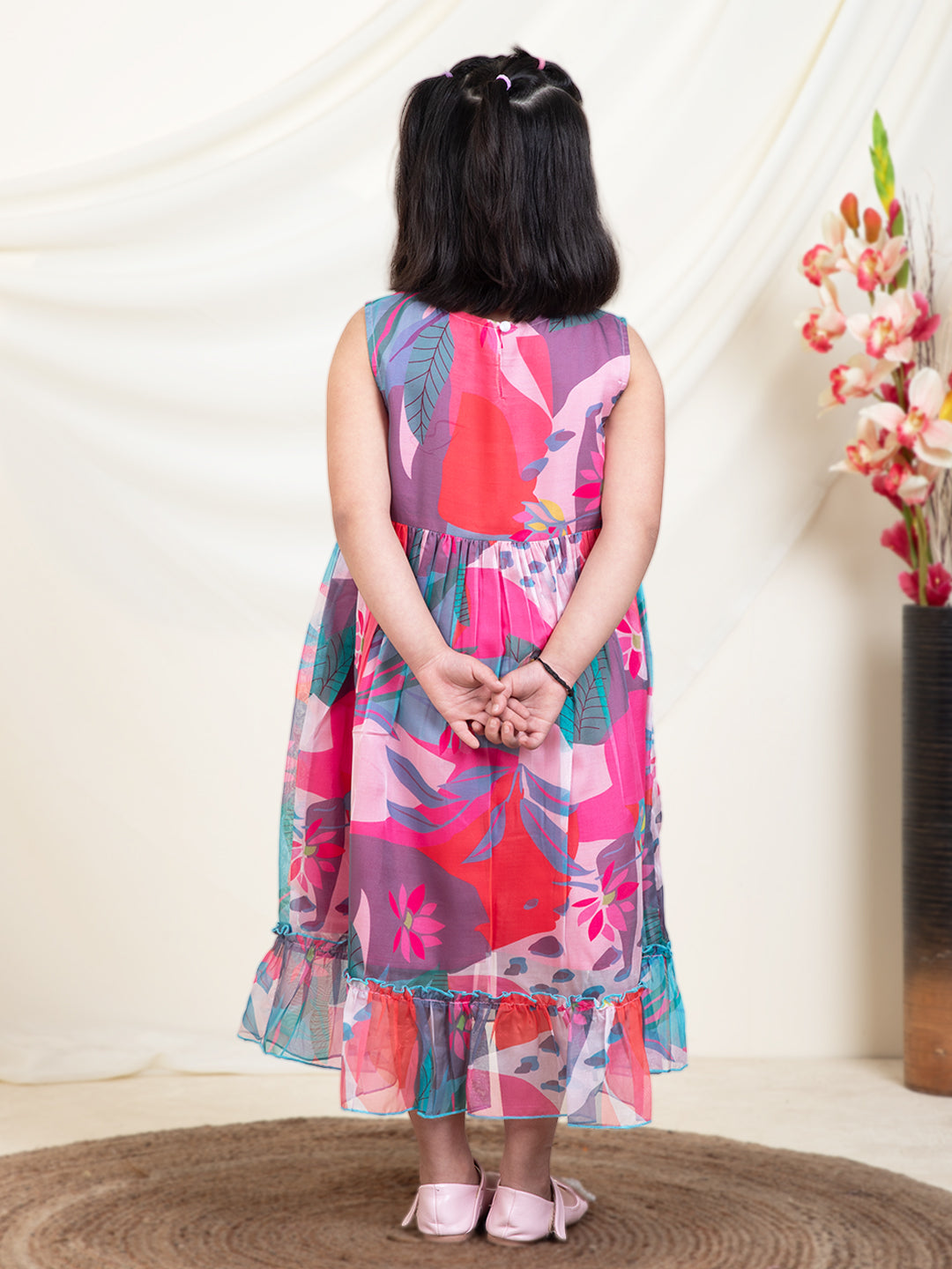 Abstract Print Tiered Dress