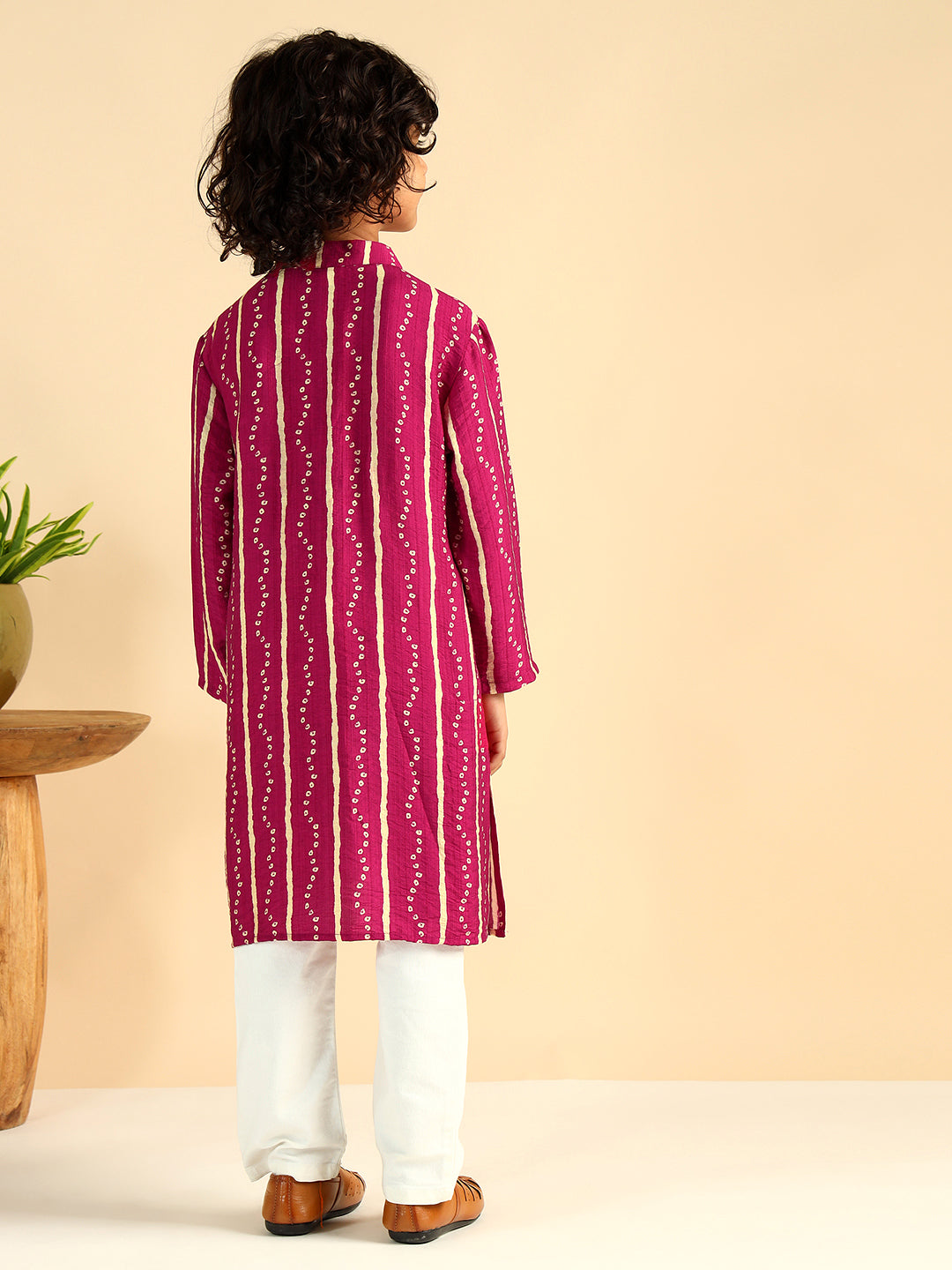 Bhandhani Print Knee Length Kurta For Boys