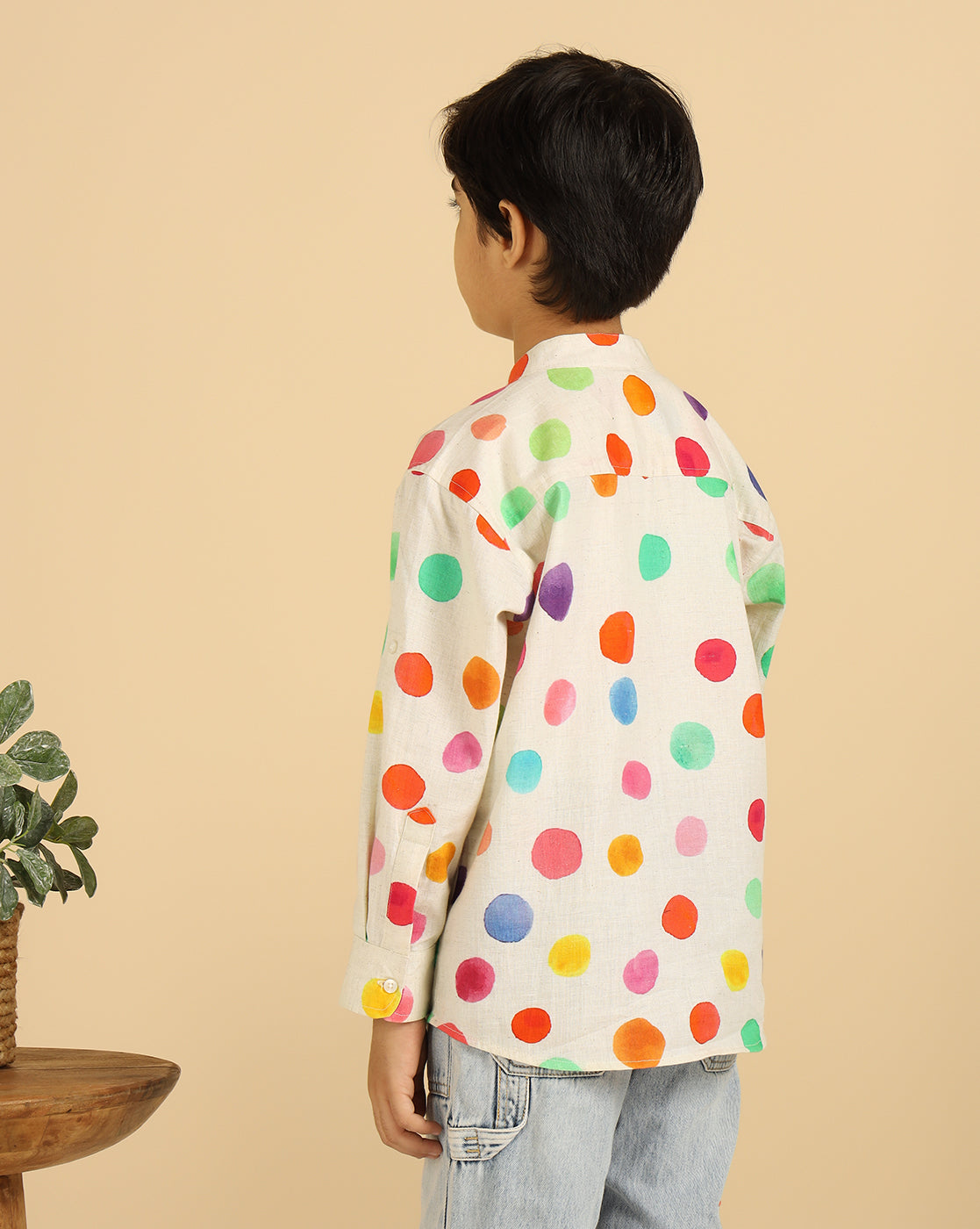 Pure Cotton Multi Color Polka Printed Boys Kurta