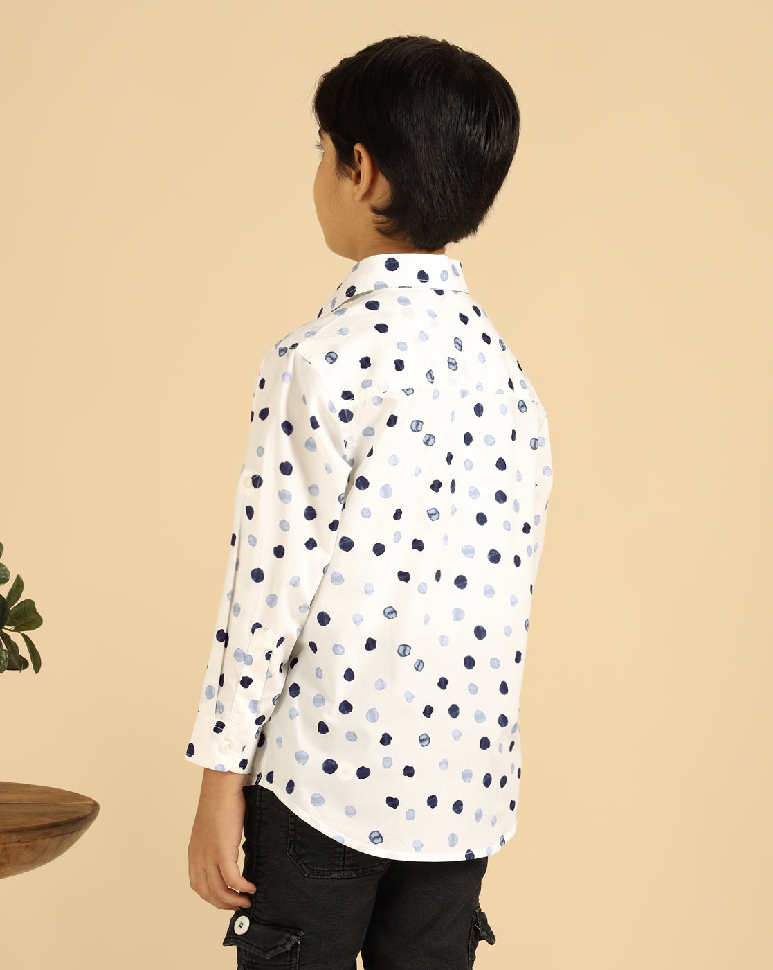 Pure Cotton White Polka Boys Shirt