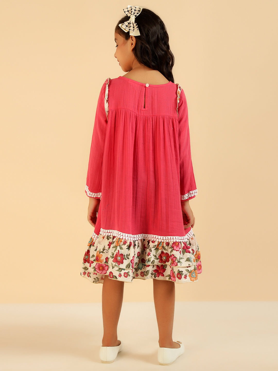 Full Sleeves Pure Cotton Tiered Dress