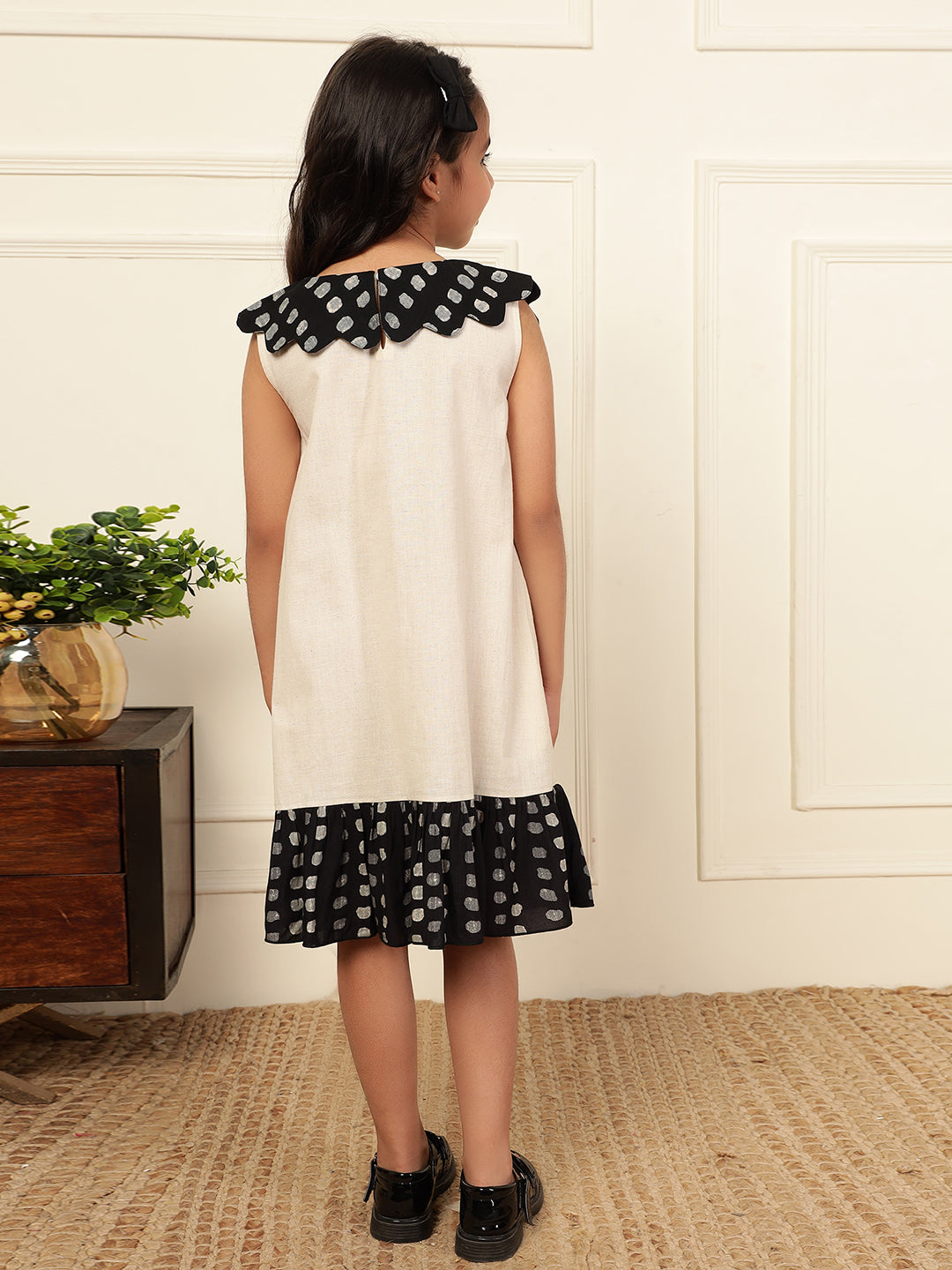 Scalloped Printed Collar A-Line Dress